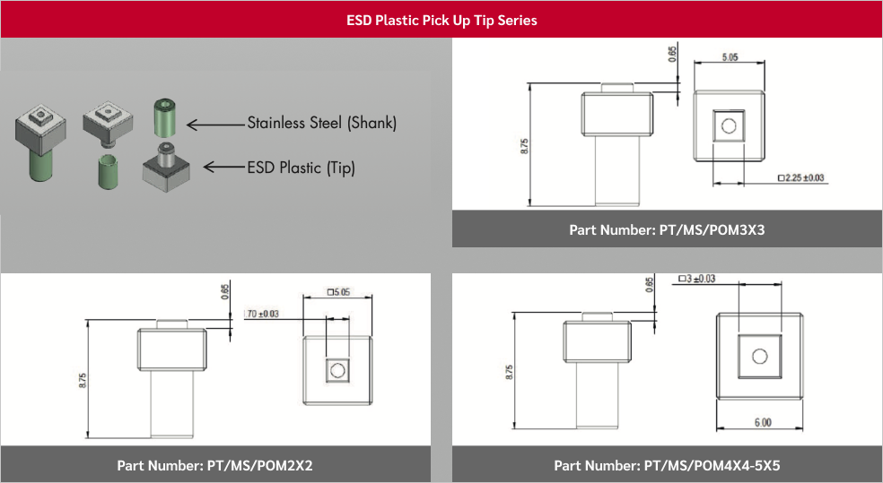 ESD plastic pick up tip series